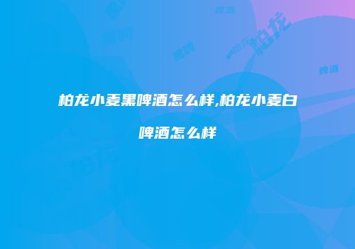 柏龙小麦黑啤酒怎么样,柏龙小麦白啤酒怎么样