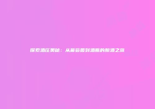 探索酒庄奥秘：从葡萄园到酒瓶的酿酒之旅