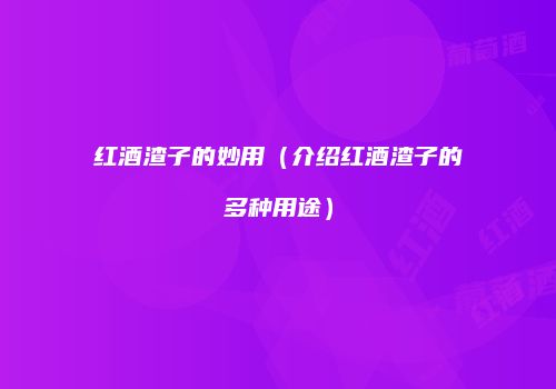 红酒渣子的妙用（介绍红酒渣子的多种用途）