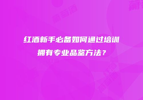 红酒新手必备如何通过培训拥有专业品鉴方法？