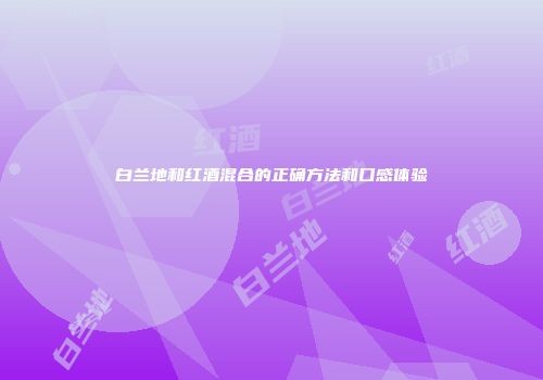 白兰地和红酒混合的正确方法和口感体验