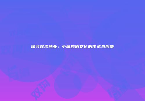 探寻双沟酒业：中国白酒文化的传承与创新