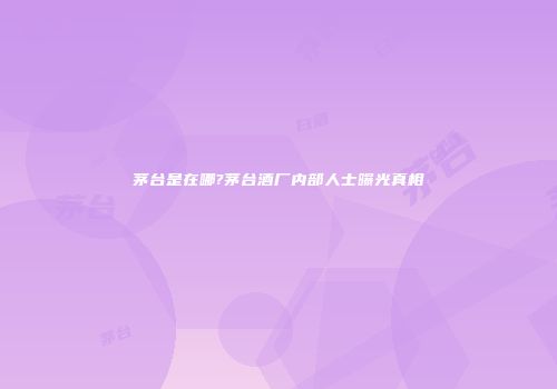茅台是在哪?茅台酒厂内部人士曝光真相