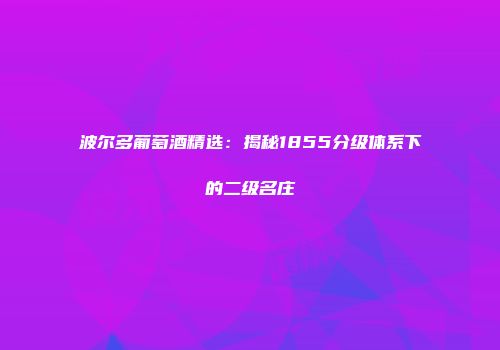 波尔多葡萄酒精选：揭秘1855分级体系下的二级名庄