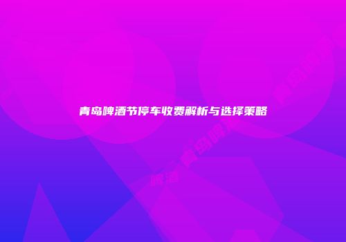 青岛啤酒节停车收费解析与选择策略