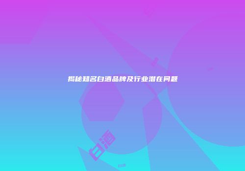 揭秘知名白酒品牌及行业潜在问题