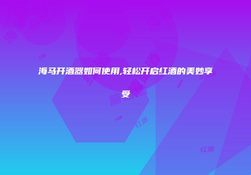 海马开酒器如何使用,轻松开启红酒的美妙享受