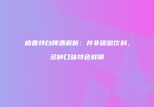 格鲁特白啤酒解析：并非碳酸饮料，多种口味特色鲜明