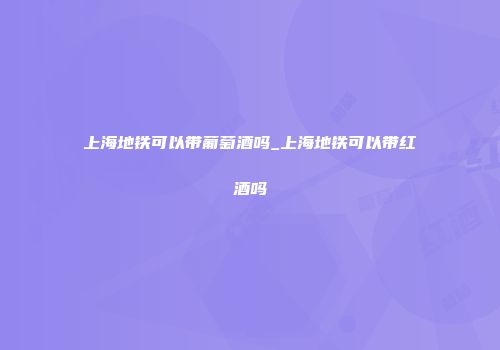 上海地铁可以带葡萄酒吗_上海地铁可以带红酒吗