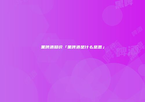 黑啤酒知识「黑啤酒是什么意思」