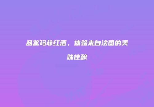品鉴玛菲红酒，体验来自法国的美味佳酿