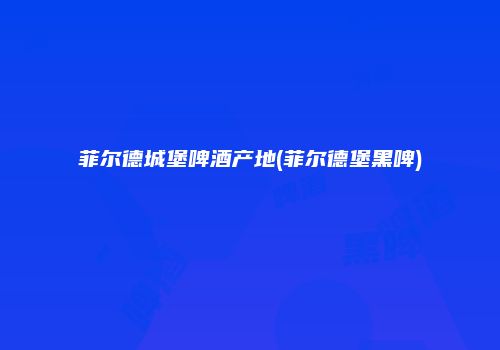 菲尔德城堡啤酒产地(菲尔德堡黑啤)