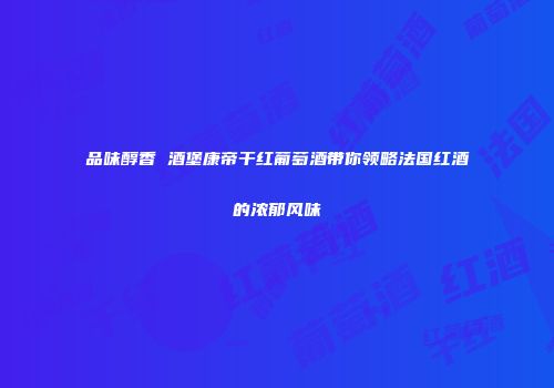 品味醇香 酒堡康帝干红葡萄酒带你领略法国红酒的浓郁风味