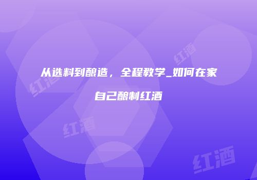 从选料到酿造，全程教学_如何在家自己酿制红酒