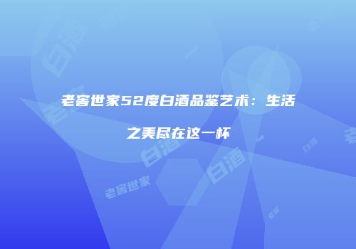 老窖世家52度白酒品鉴艺术：生活之美尽在这一杯