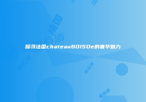 探寻法国chateauBOISDe的奢华魅力