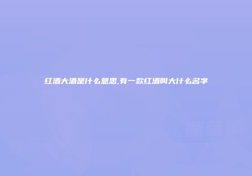 红酒大酒是什么意思,有一款红酒叫大什么名字