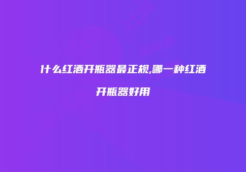 什么红酒开瓶器最正规,哪一种红酒开瓶器好用