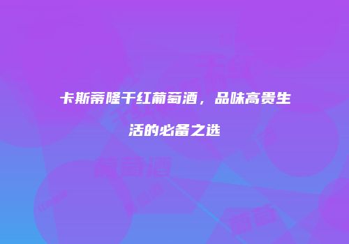 卡斯蒂隆干红葡萄酒，品味高贵生活的必备之选