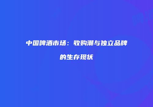 中国啤酒市场：收购潮与独立品牌的生存现状