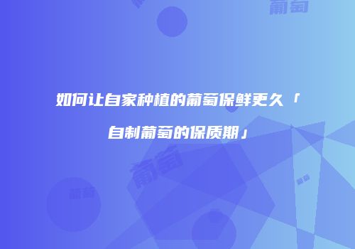 如何让自家种植的葡萄保鲜更久「自制葡萄的保质期」
