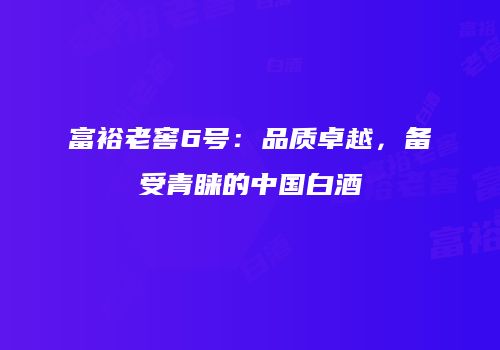 富裕老窖6号：品质卓越，备受青睐的中国白酒