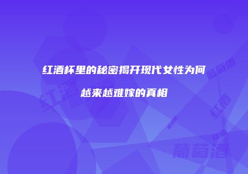 红酒杯里的秘密揭开现代女性为何越来越难嫁的真相