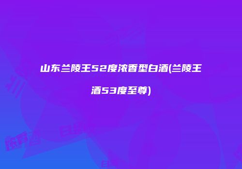 山东兰陵王52度浓香型白酒(兰陵王酒53度至尊)
