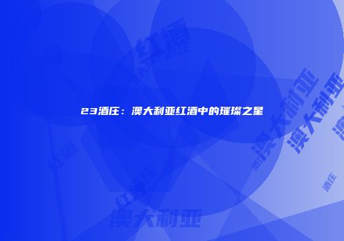 23酒庄：澳大利亚红酒中的璀璨之星