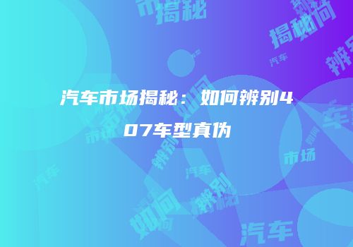汽车市场揭秘：如何辨别407车型真伪