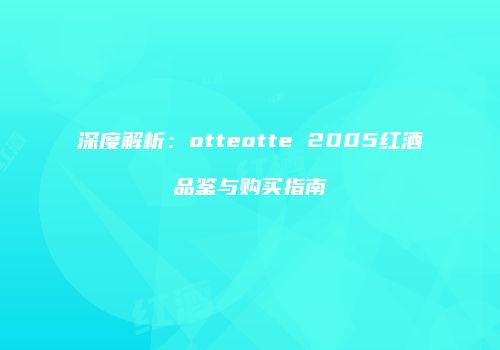 深度解析：otteotte 2005红酒品鉴与购买指南