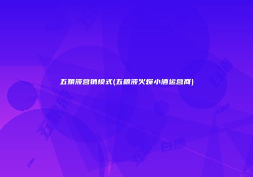 五粮液营销模式(五粮液火爆小酒运营商)