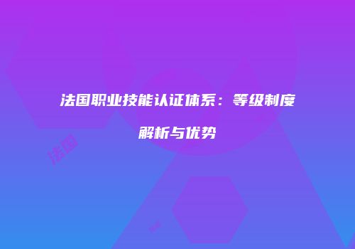 法国职业技能认证体系：等级制度解析与优势