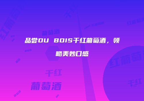 品尝DU BOIS干红葡萄酒，领略美妙口感