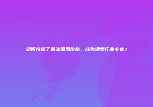 如何快速了解法国酒价格，成为酒类行业专家？