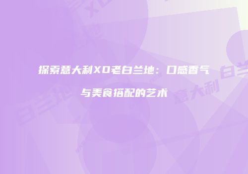 探索意大利XO老白兰地：口感香气与美食搭配的艺术