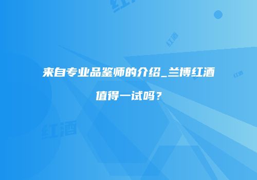 来自专业品鉴师的介绍_兰博红酒值得一试吗？