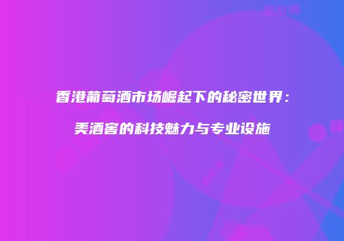 香港葡萄酒市场崛起下的秘密世界：美酒窖的科技魅力与专业设施