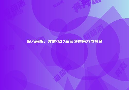 深入解析：奔富407葡萄酒的魅力与特色