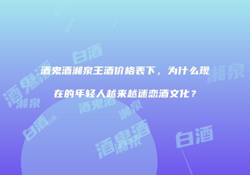 酒鬼酒湘泉王酒价格表下，为什么现在的年轻人越来越迷恋酒文化？