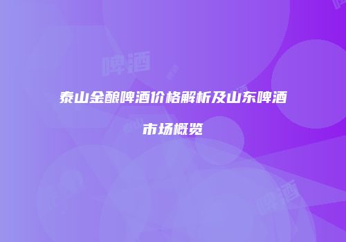 泰山金酿啤酒价格解析及山东啤酒市场概览
