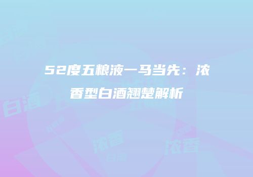 52度五粮液一马当先：浓香型白酒翘楚解析