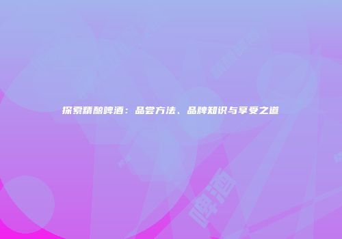 探索精酿啤酒：品尝方法、品牌知识与享受之道