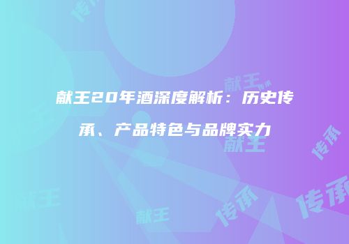 献王20年酒深度解析：历史传承、产品特色与品牌实力