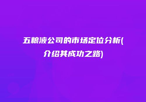 五粮液公司的市场定位分析(介绍其成功之路)