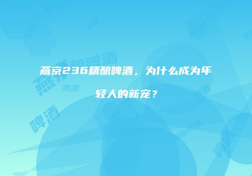 燕京236精酿啤酒，为什么成为年轻人的新宠？