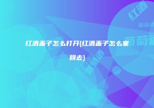红酒盖子怎么打开(红酒盖子怎么塞回去)