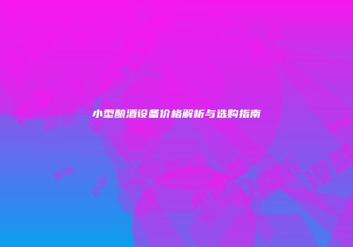 小型酿酒设备价格解析与选购指南