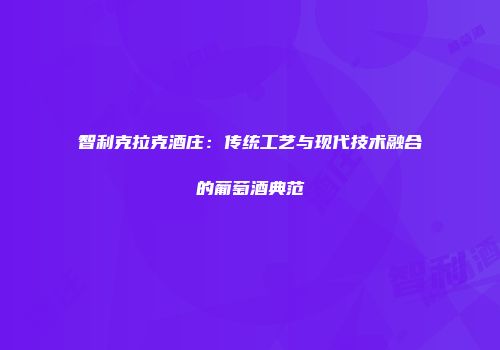 智利克拉克酒庄：传统工艺与现代技术融合的葡萄酒典范