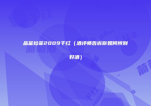 品鉴拉菲2009干红（酒评师告诉你如何辨别好酒）